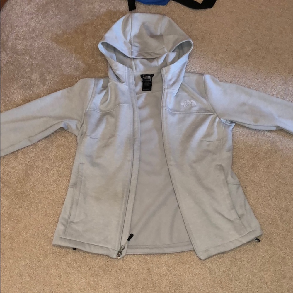 The North Face- zip up light grey thermal jacket